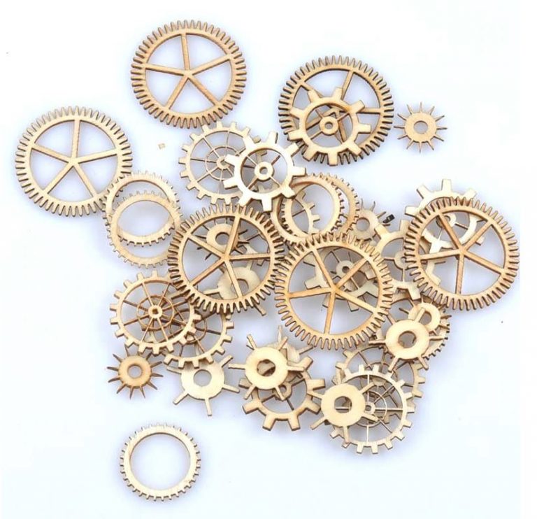 Wood Veneer Mixed Wheel/Gear/Cogs 10pk 2 Crafted With Love and Roses