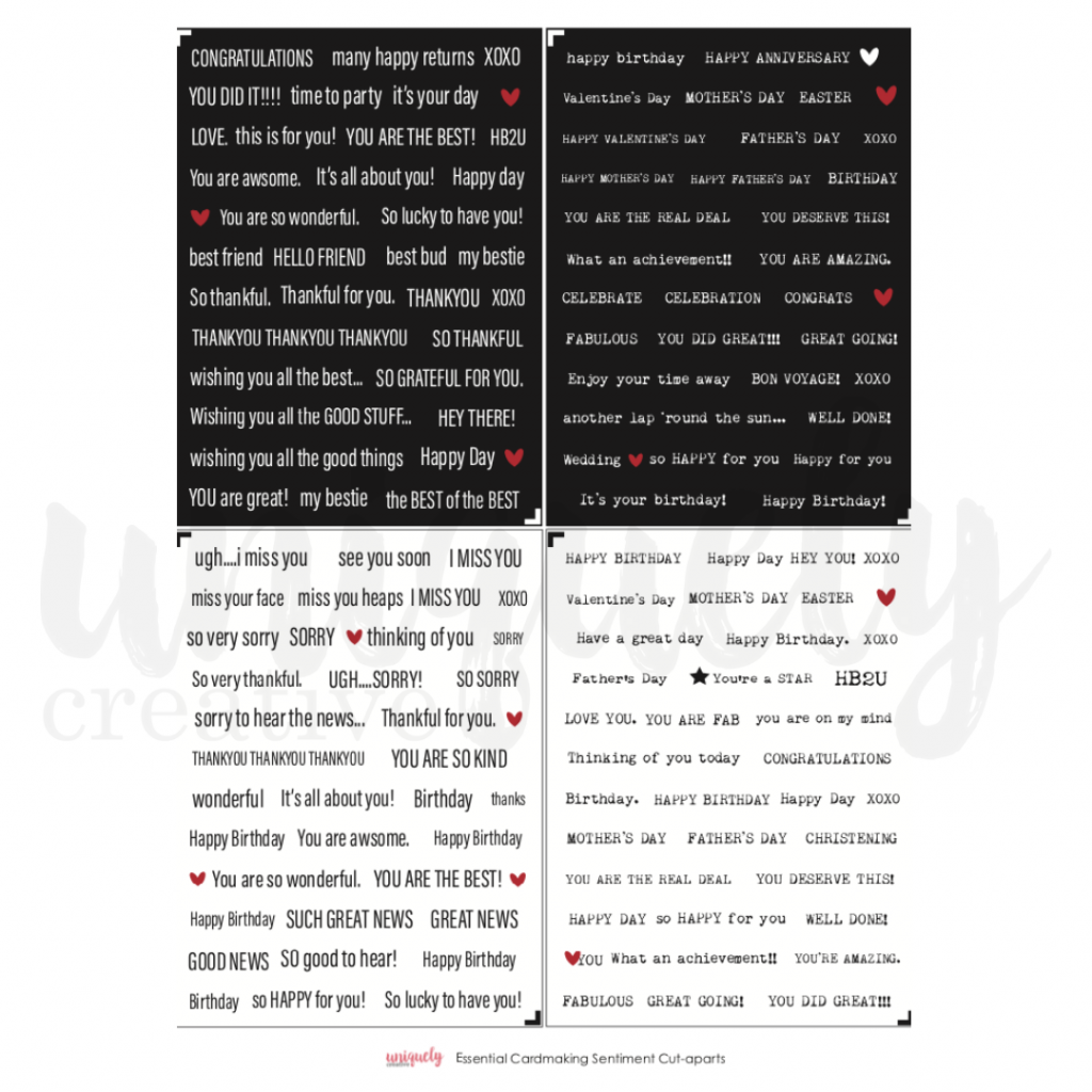 Essential Card Making Sentiments Mini Cutapart Sheet Crafted With