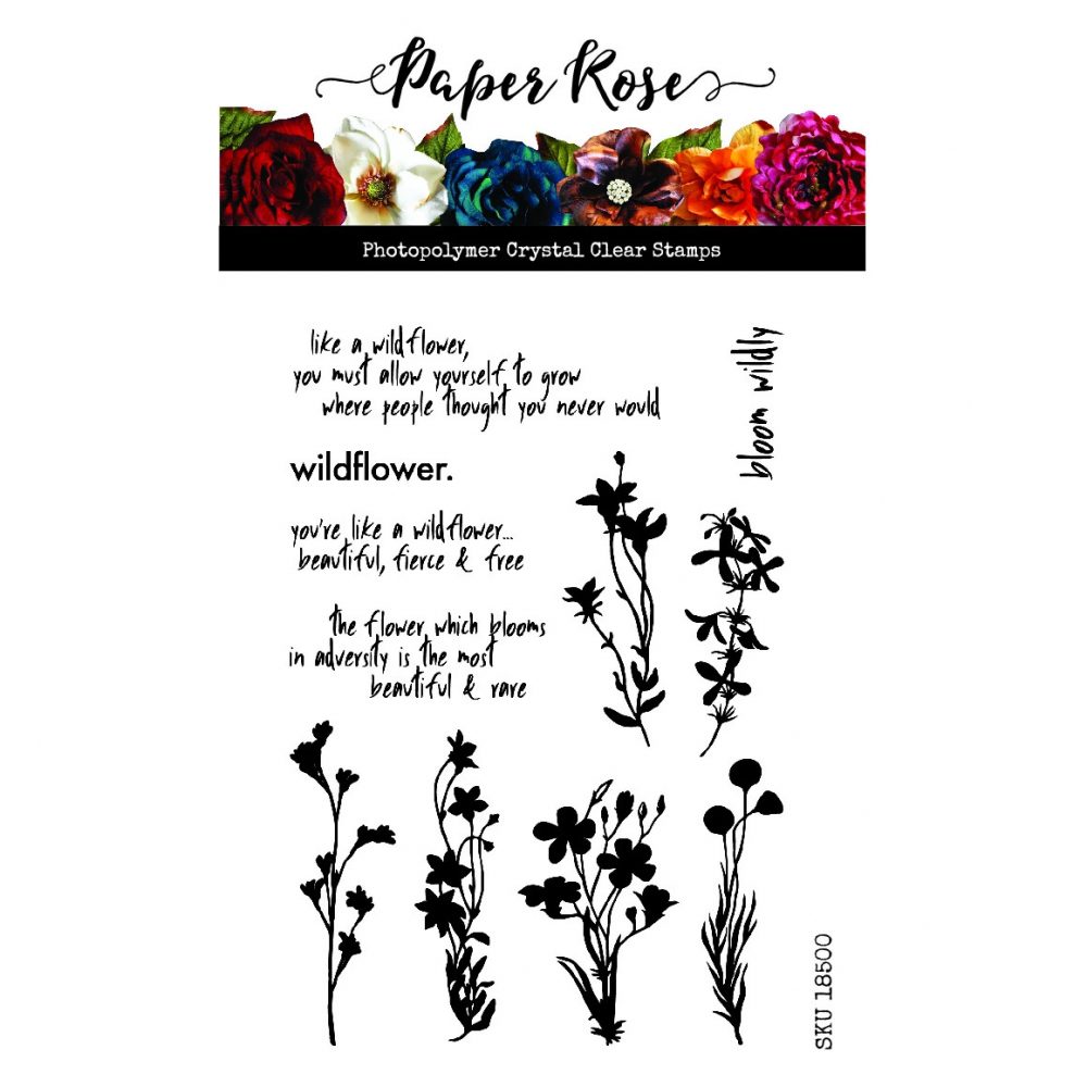 Paper Rose Wildflowers Clear Stamp Set