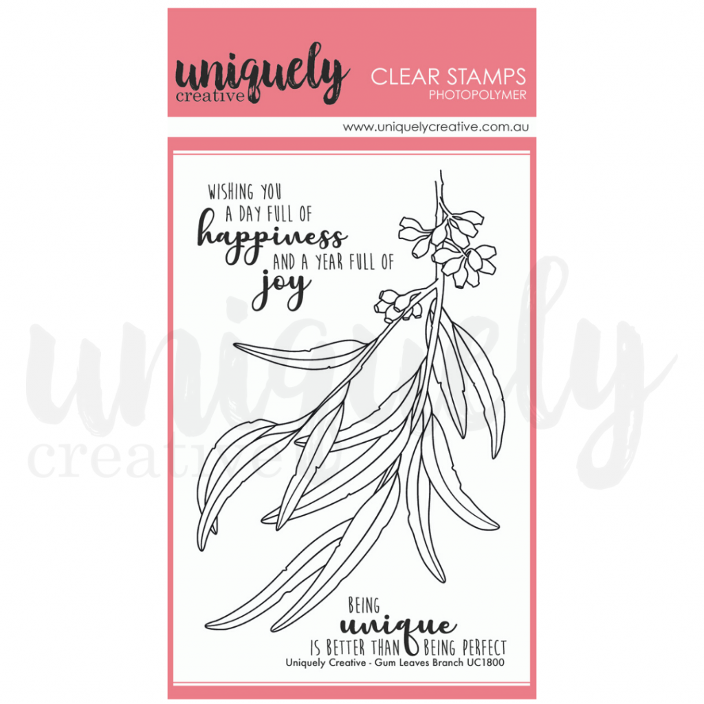 Gum Leaves Branch Stamp Crafted With Love and Roses