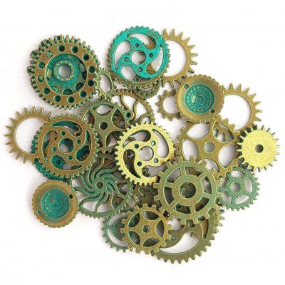 Metal Gears - Mixed Antique Green Steampunk Cogs & Gears - 25 gram pack