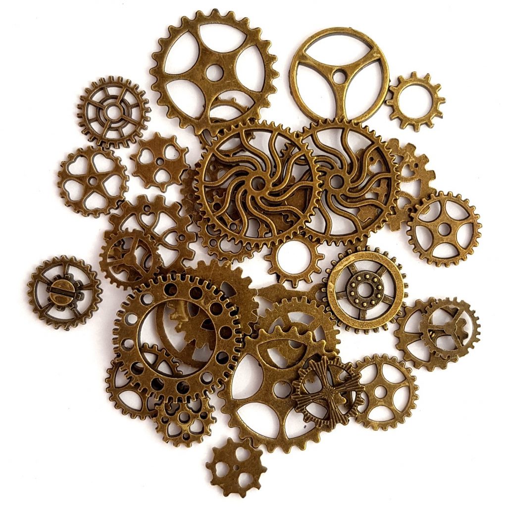 Metal Gears Mixed Antique Green Steampunk Cogs & Gears 25 gram pack