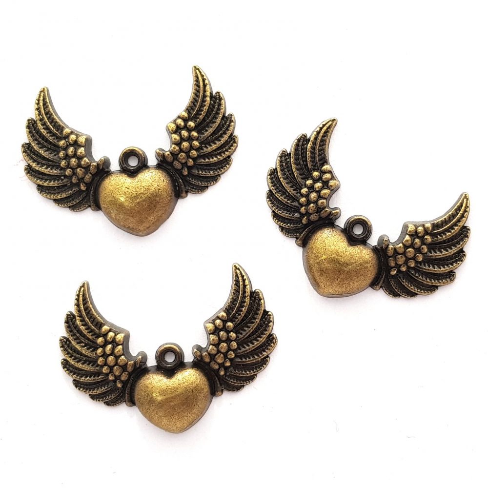 Metal Heart With Wings - Pk3