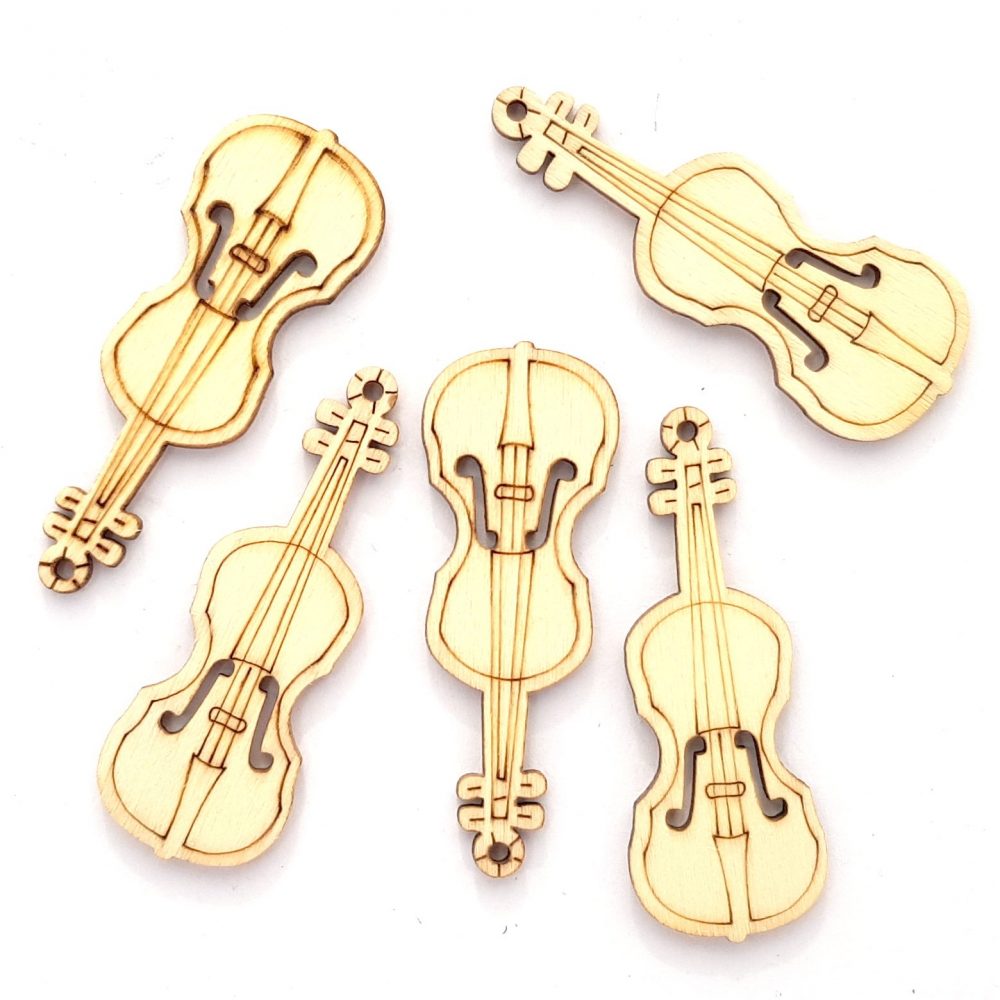 Wood Veneer Violins - Pk5