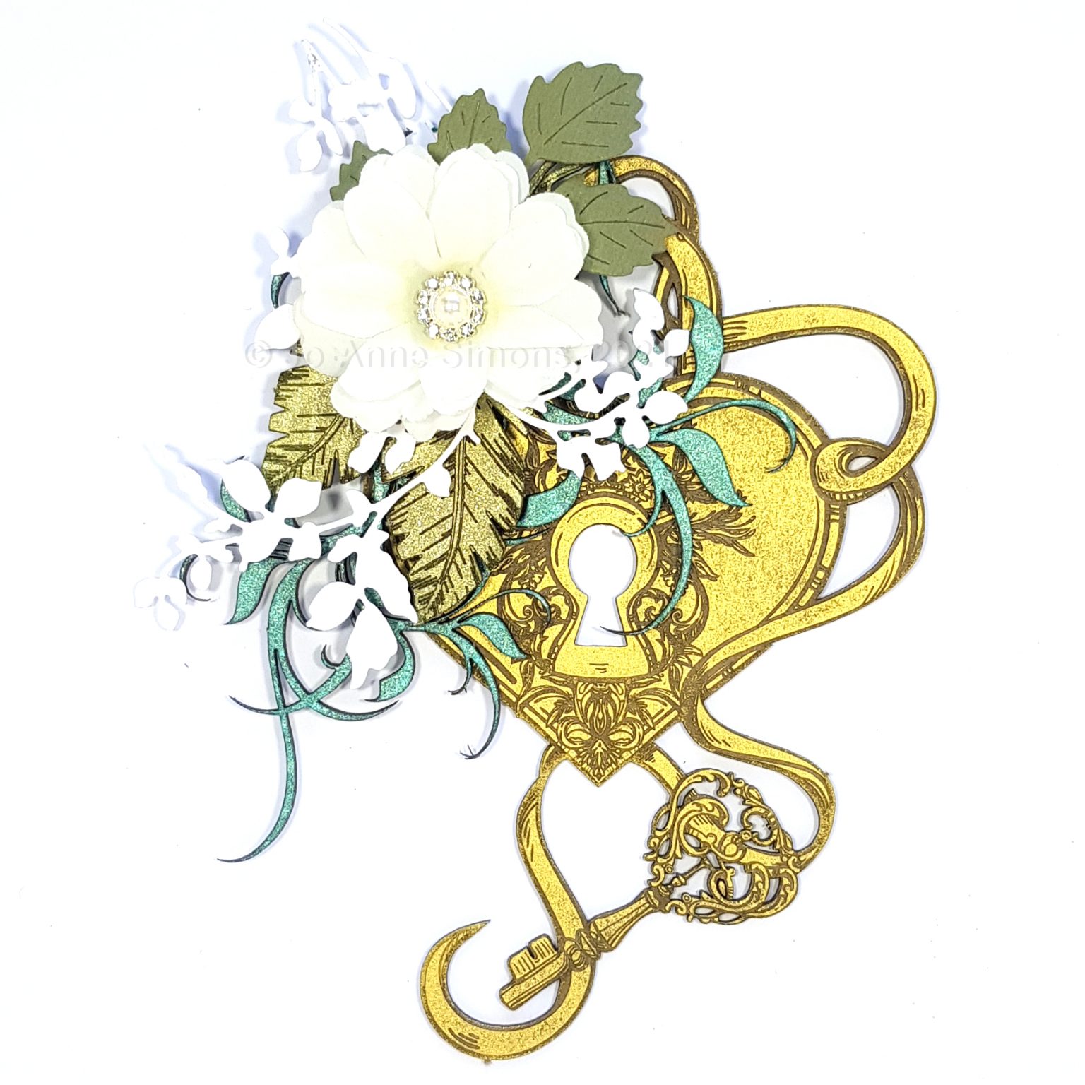 Entangled heart with ivory blossom crafted with love and roses