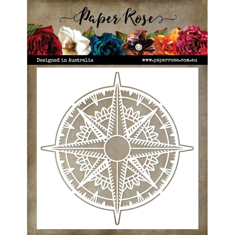 Paper Rose Compass 6x6" Stencil