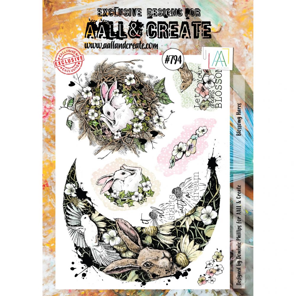 Blossomy Hares A4 Stamp #794