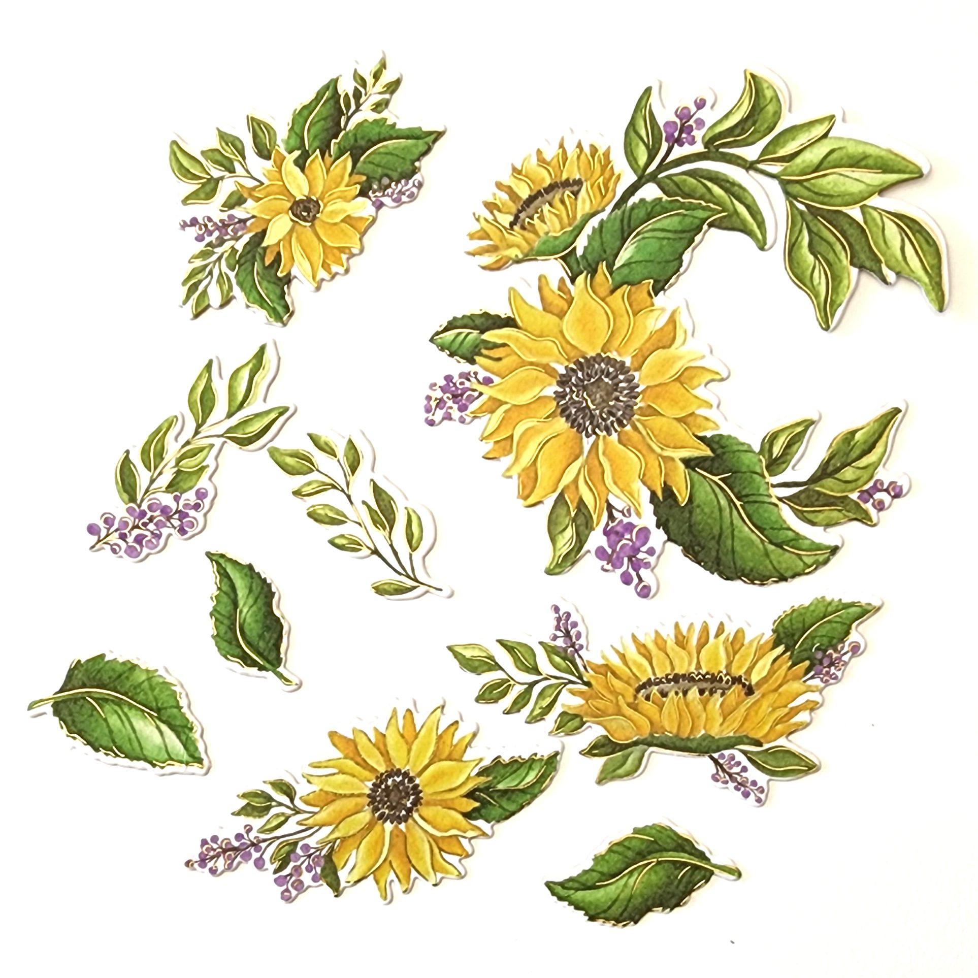 Pinkfresh Studio Sunflower Washi Tape Pre Cut Embellishments Crafted