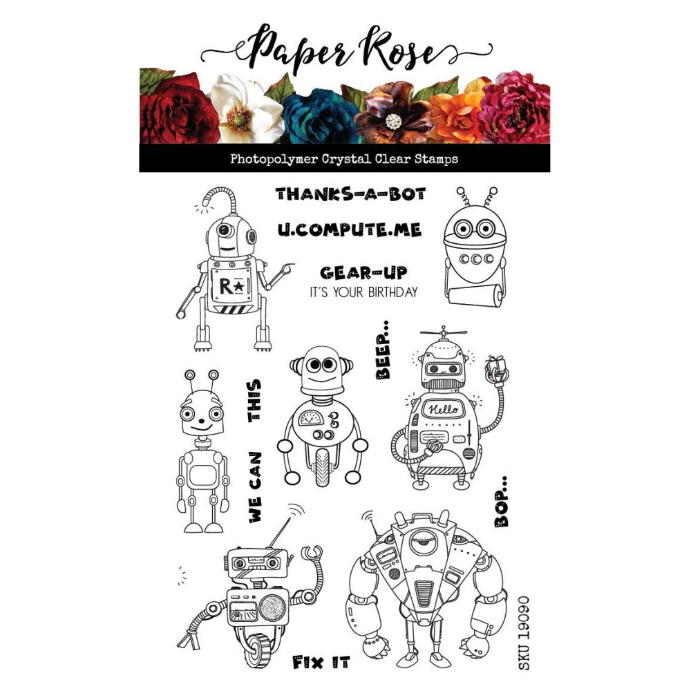 Paper Rose Robot Friends 4 x 6 Clear Stamp Set