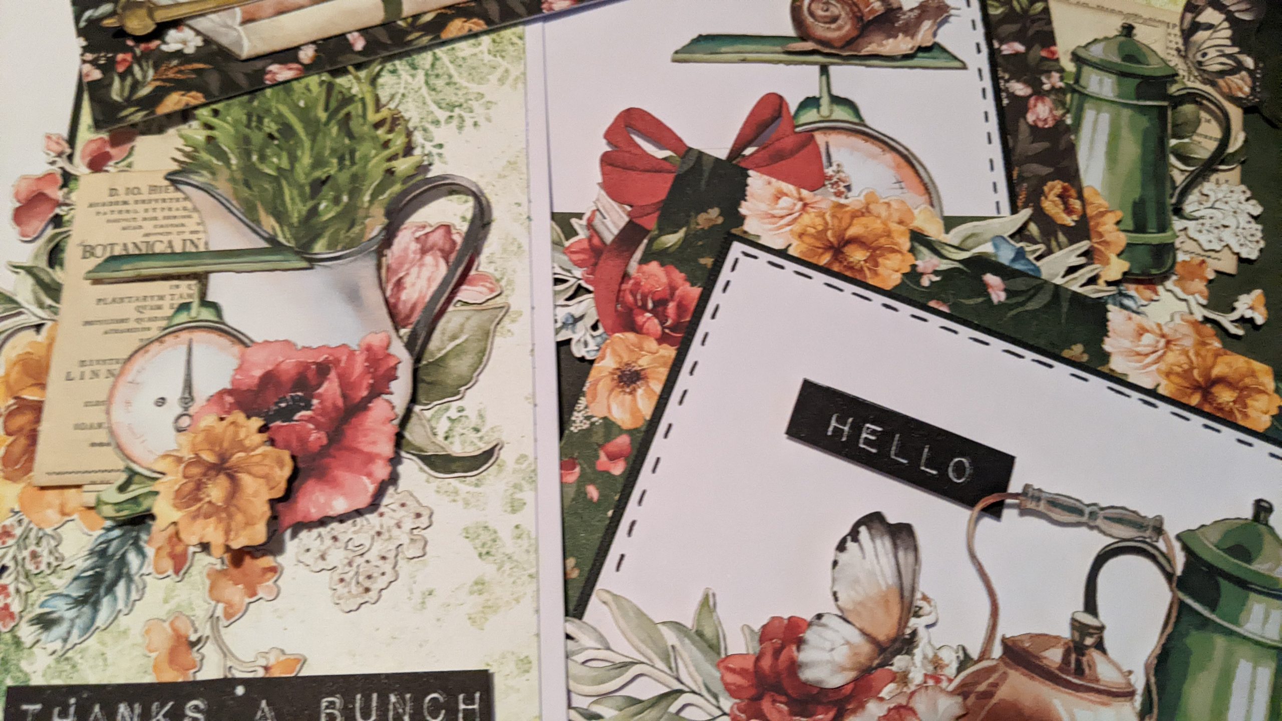 Card Kit Botany 7 cards Crafted With Love and Roses