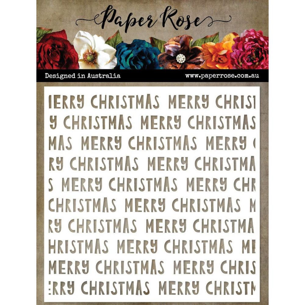 Wonky Merry Christmas Text 6x6" Stencil