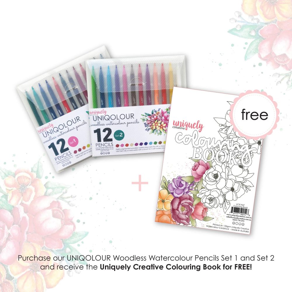 Uniqcolour Woodless Watercolour Pencil Duo + FREE Colouring Book