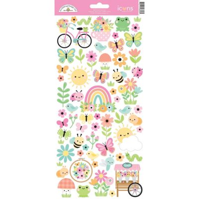 Doodlebug Cardstock Stickers Icons, Butterfly Kisses