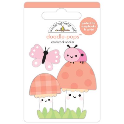 Doodlebug Doodle-Pops 3D Stickers Fun Guys, Butterfly Kisses