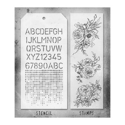 Tim Holtz Mixed-Media Stamps & Stencil Set #38