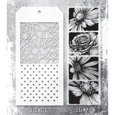 Tim Holtz Mixed-Media Stamps & Stencil Bold Botanicals #81