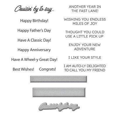 Spellbinders Clear Stamp & Die Set By Mindy Eggen Cruisin' By Sentiments