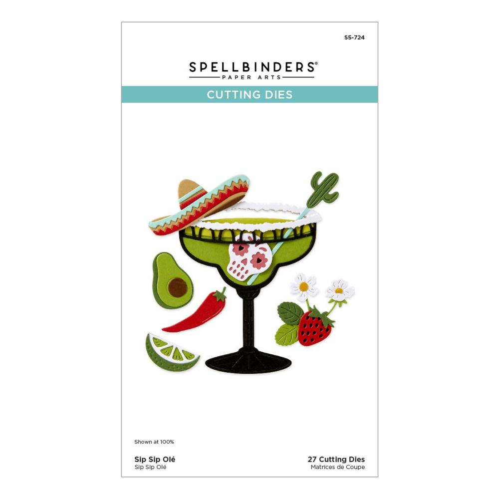 Spellbinders Etched Dies Happier Hour, Sip Sip Ole'