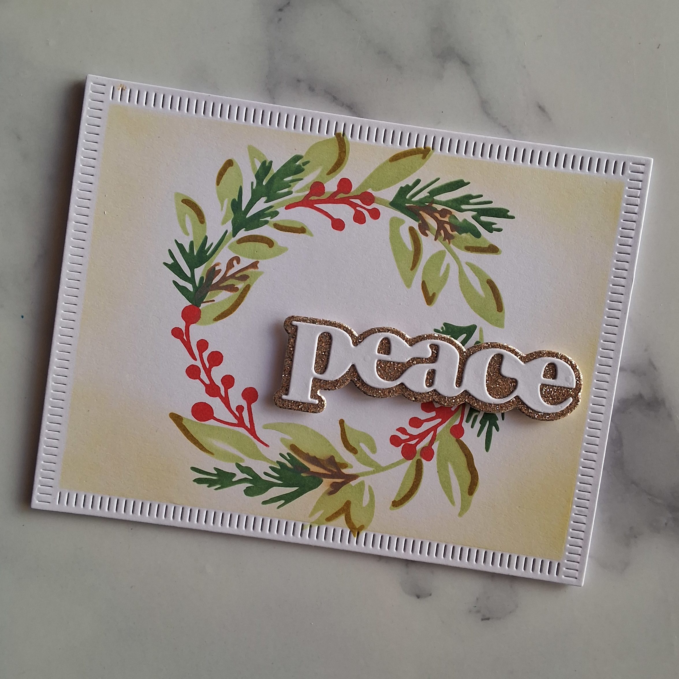Handmade Card Christmas Peace Wreath