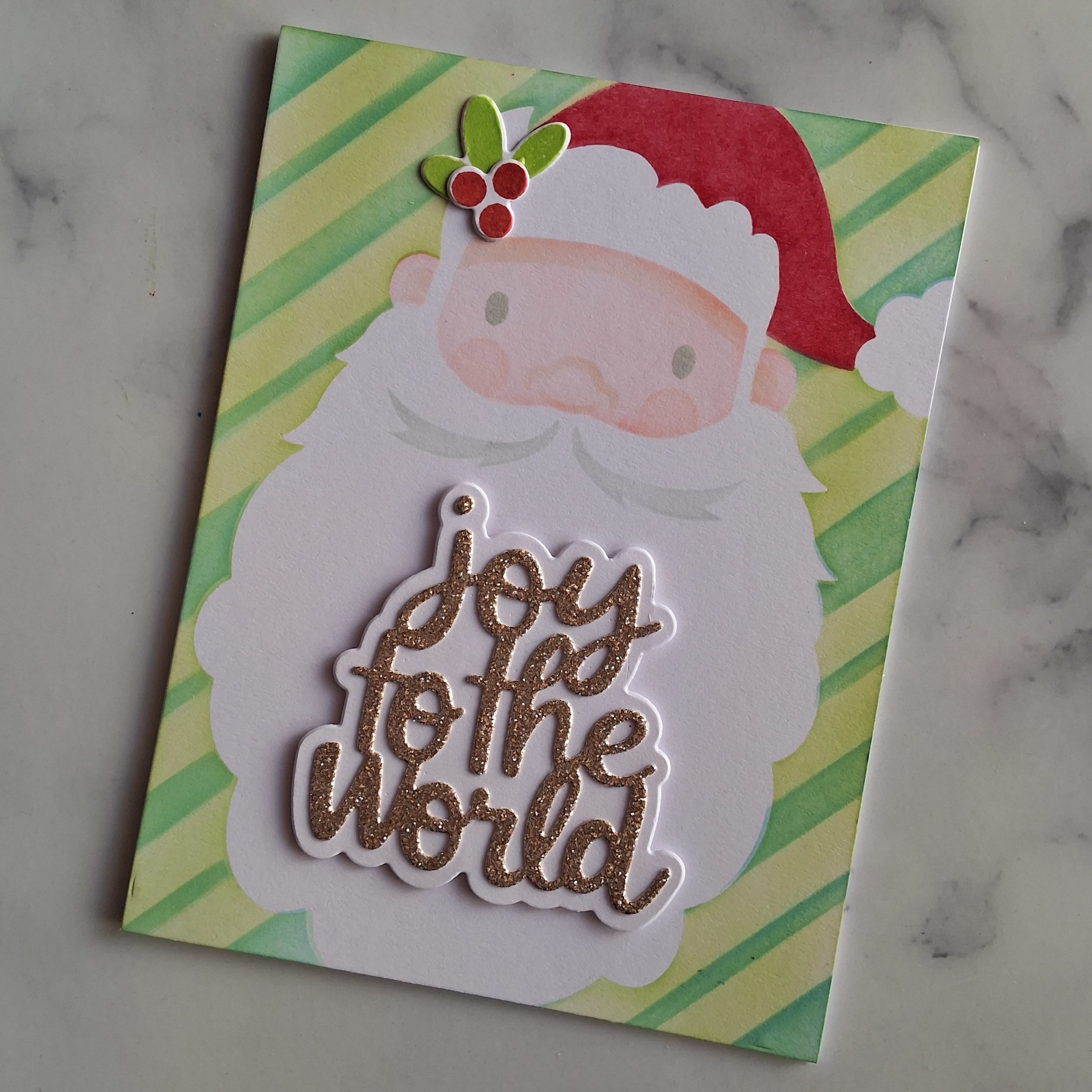 Handmade Card Christmas Joy To The World Santa