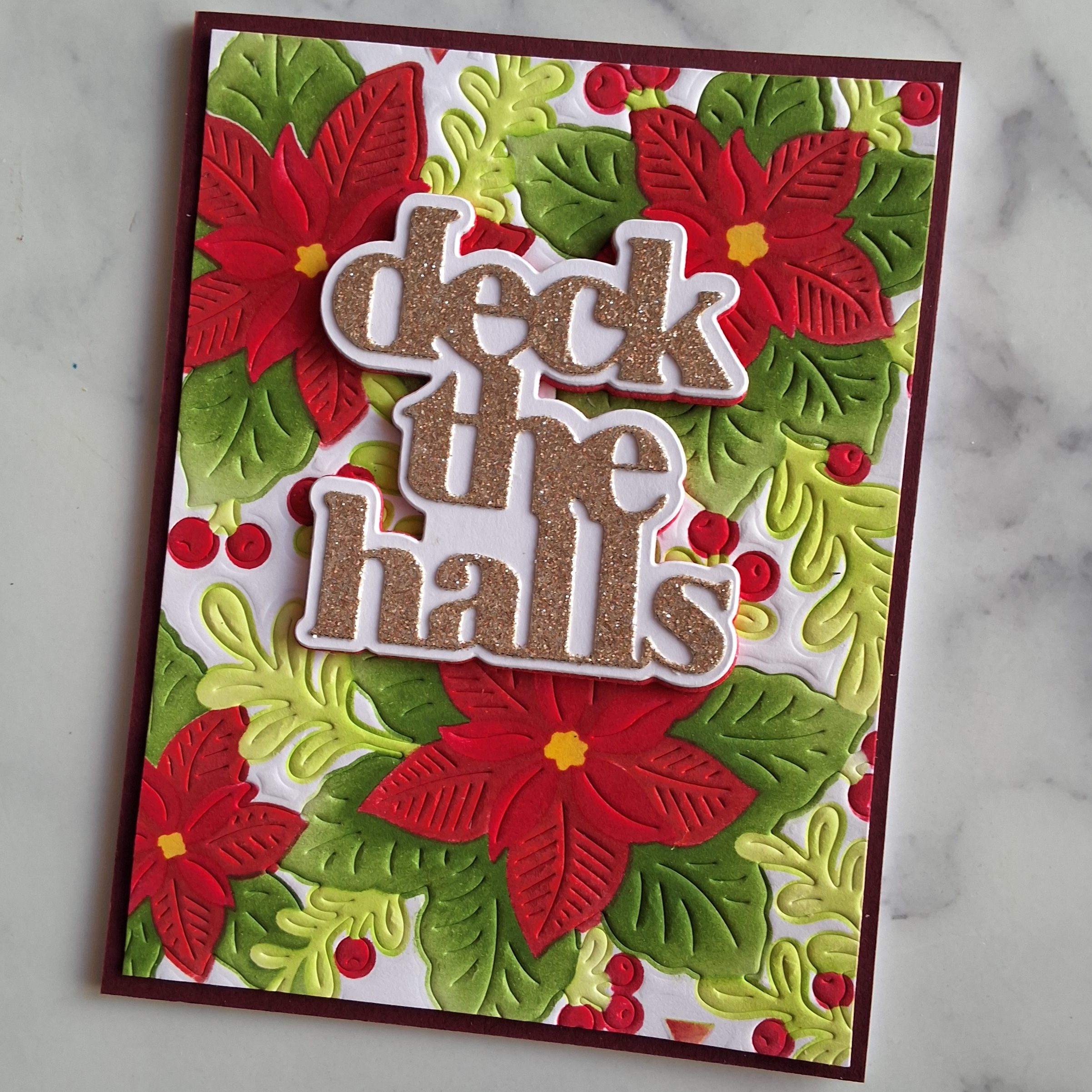 Handmade Card Christmas Deck The Halls Poinsettia