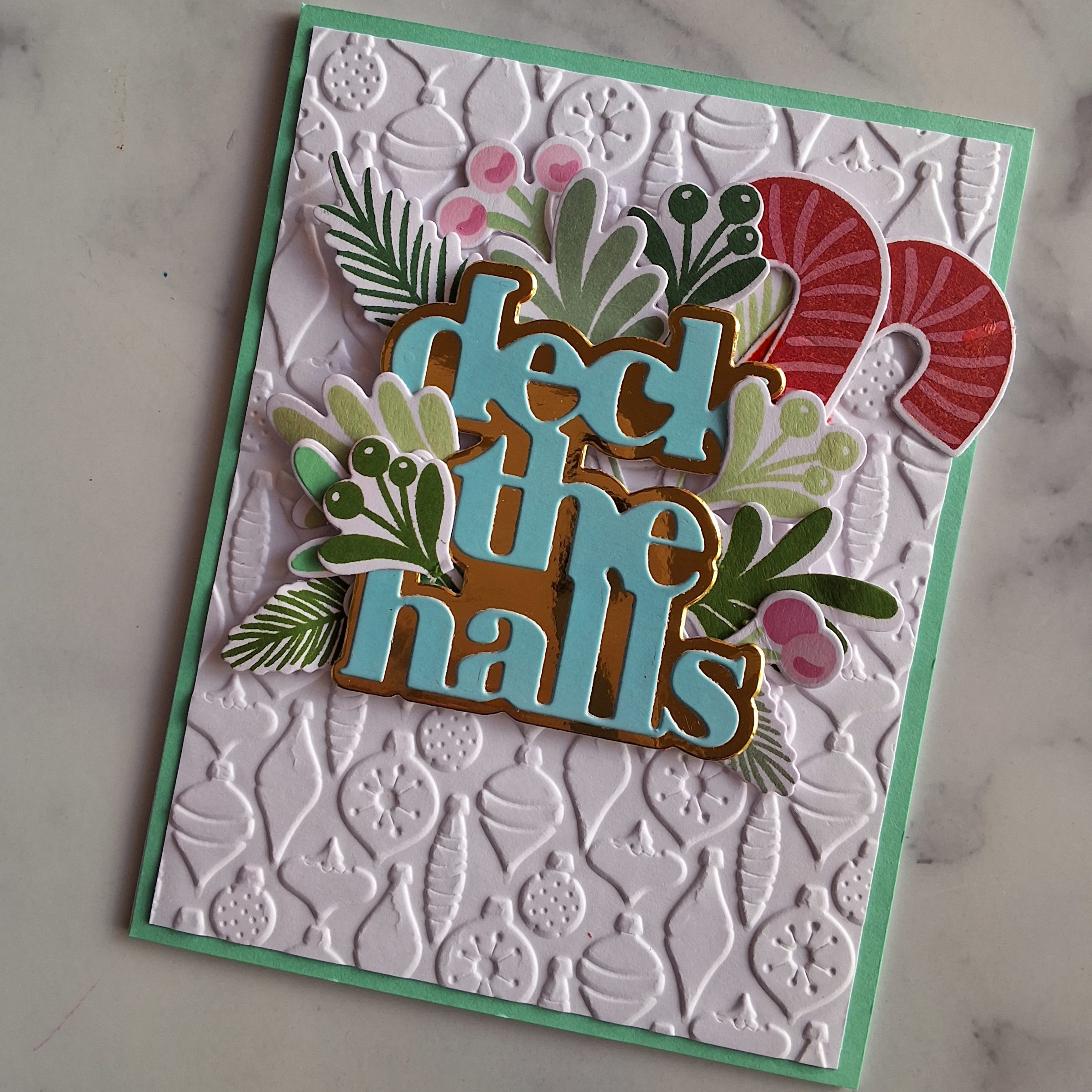 Handmade Card Christmas Deck the Halls Candy Cane Swag