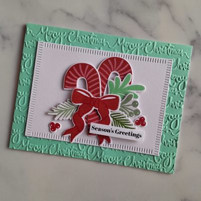 Handmade Card Christmas Candy Cane Swag Seasons Greeting
