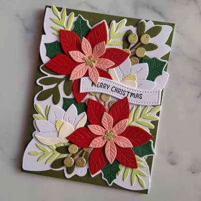 Handmade Card Christmas Festive Blooms