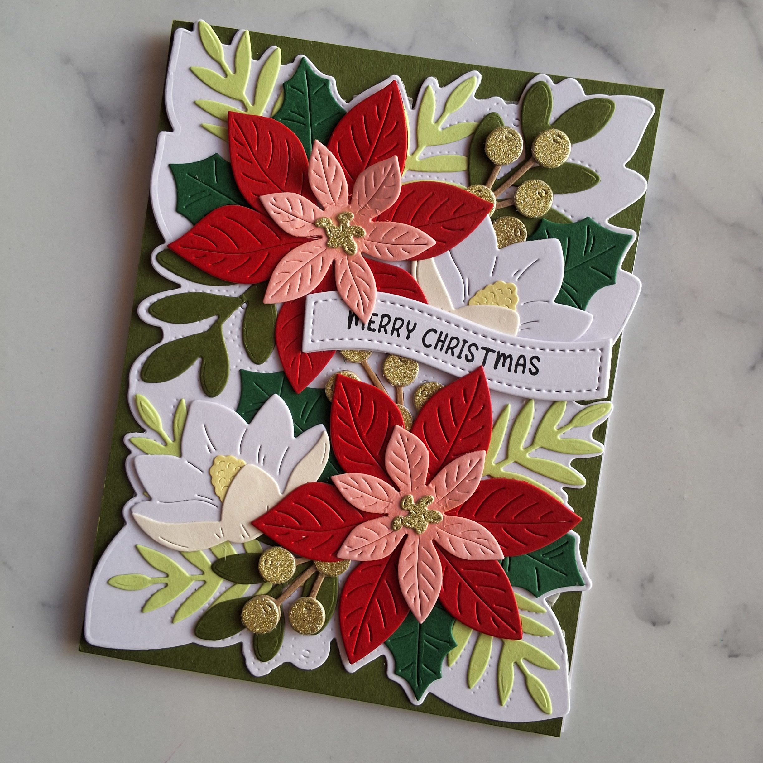 Handmade Card Christmas Festive Blooms