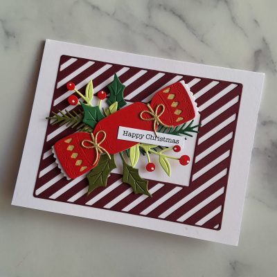 Handmade Card Christmas Candy Stripe Cracker