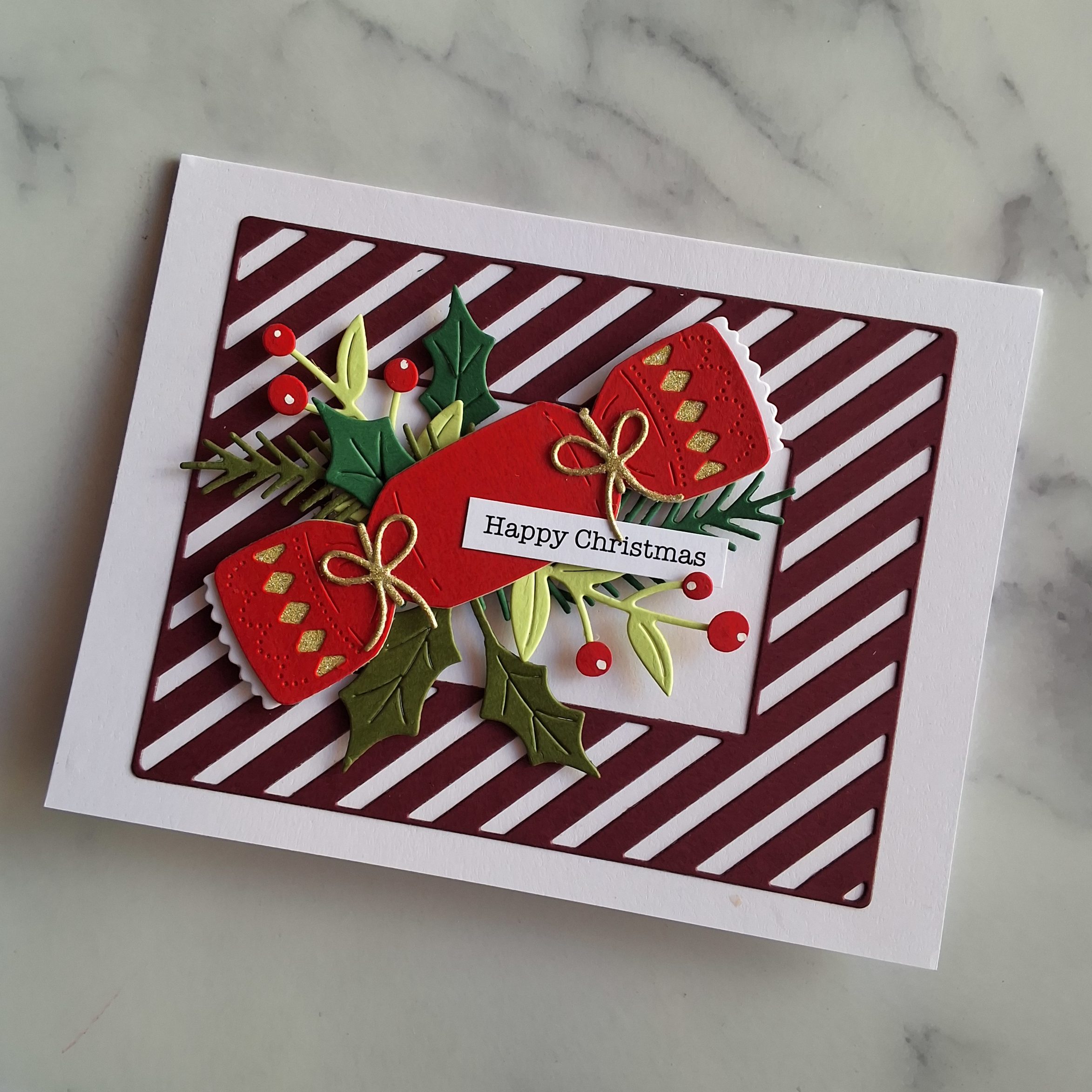 Handmade Card Christmas Candy Stripe Cracker