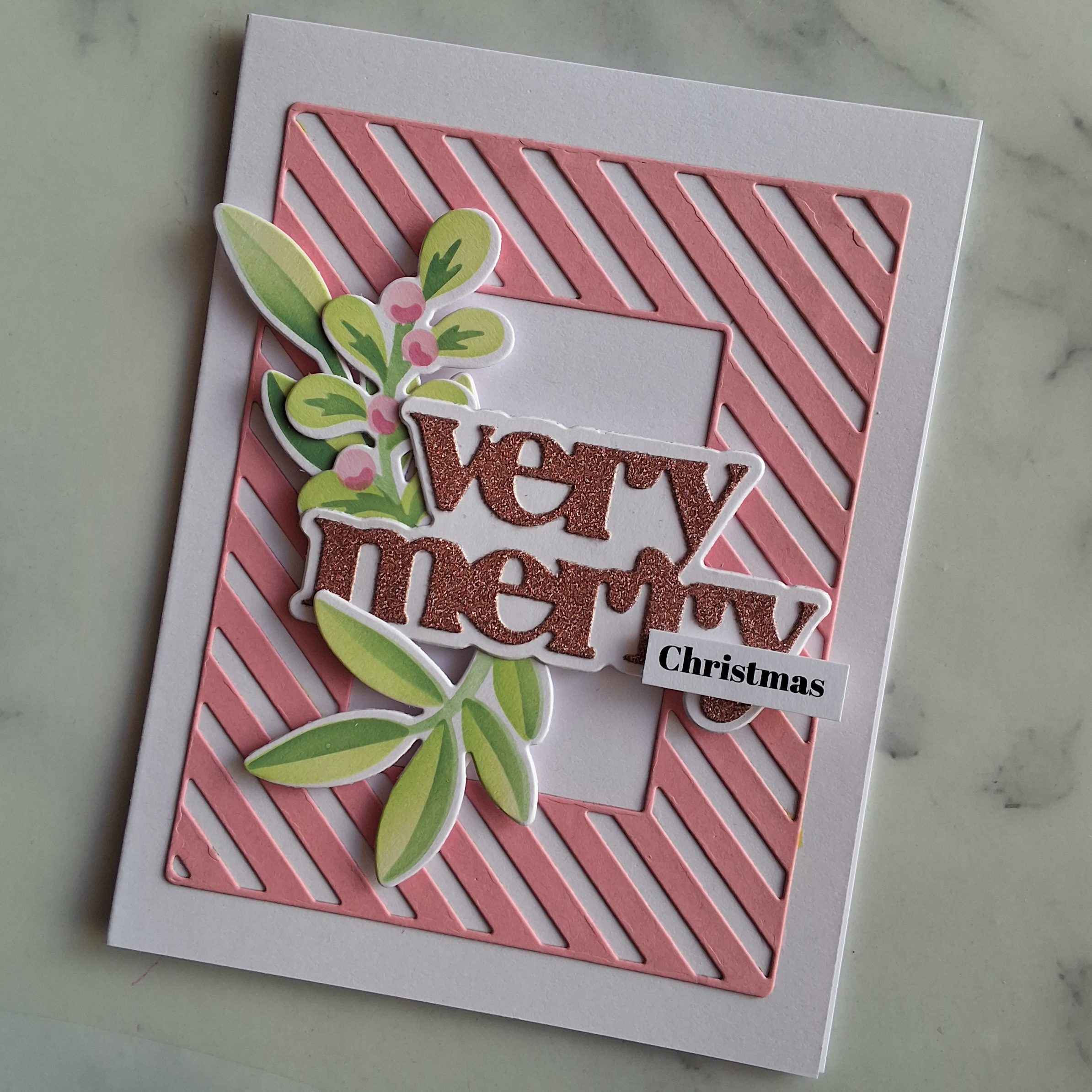 Handmade Card Christmas Very Merry Foliage