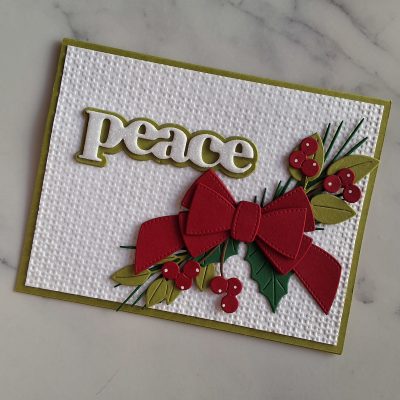 Handmade Card Christmas Peace Bow Swag