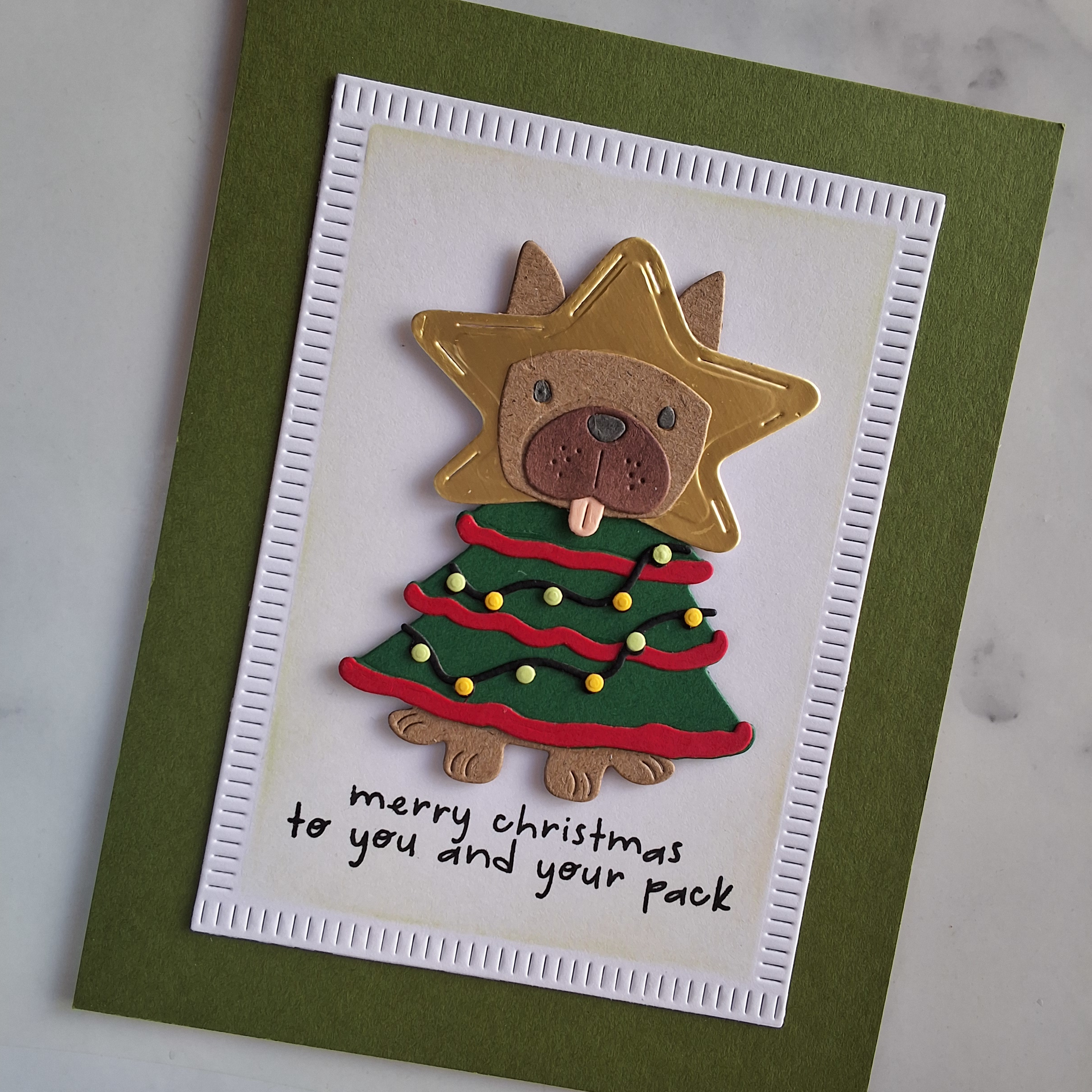 Handmade Card Christmas Deck the Paws Gold Star