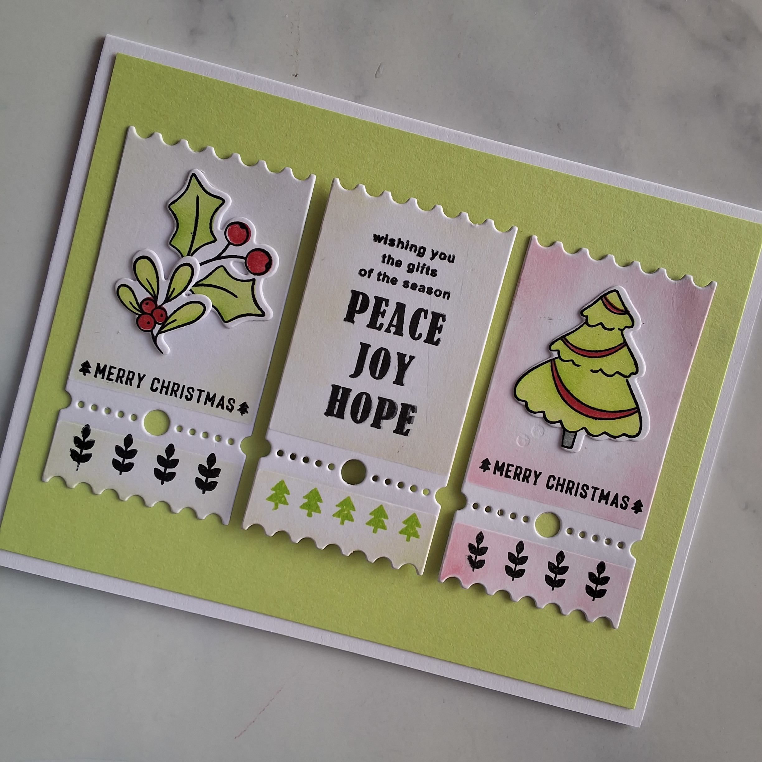 Handmade Card Christmas Festive Tickets