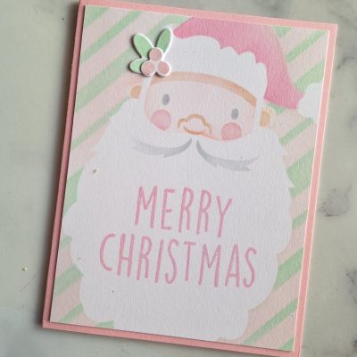 Handmade Card Christmas Pink Santa