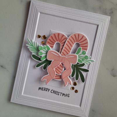 Handmade Card Christmas Candy Cane Swag Frame