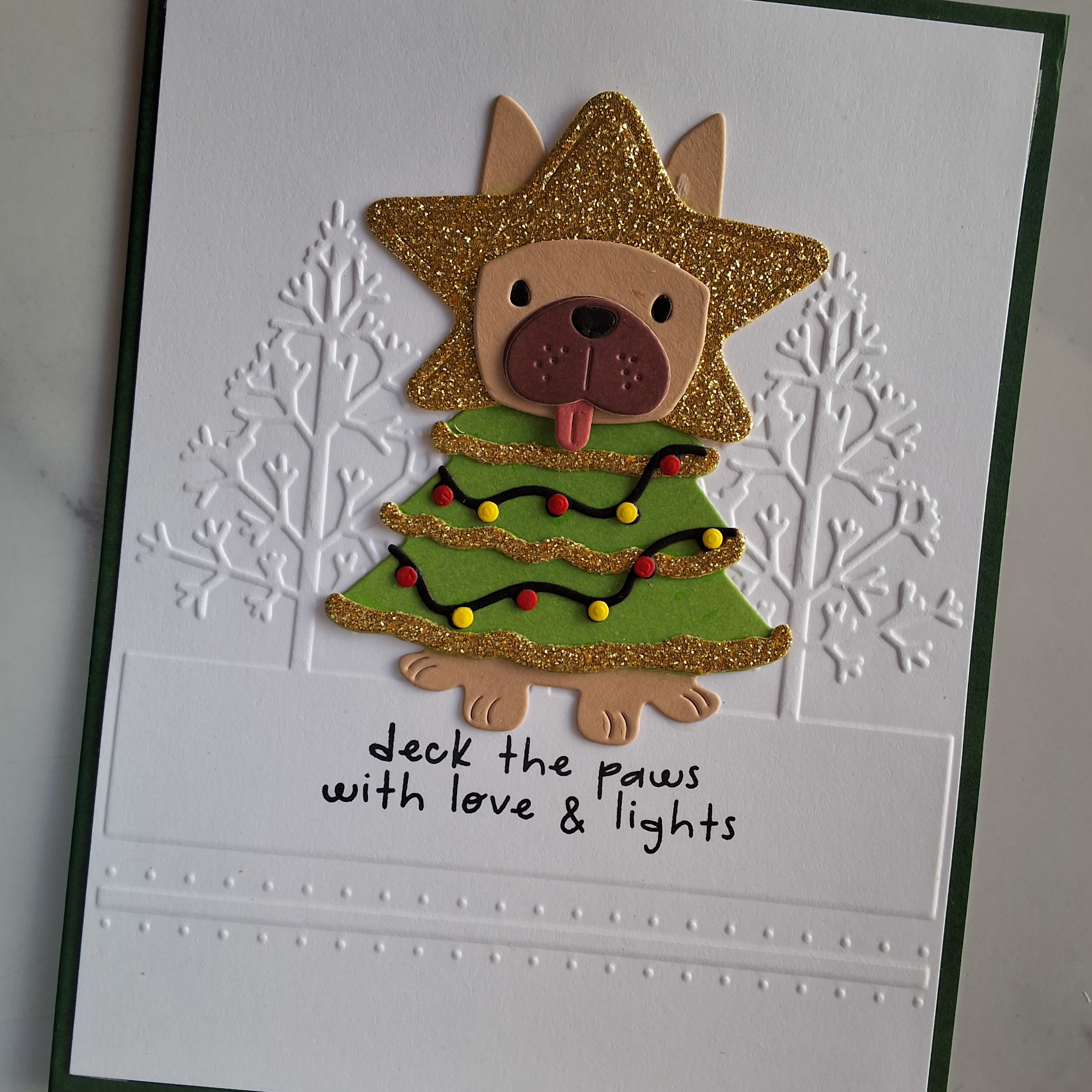 Handmade Card Christmas Deck the Paws Glitter Star