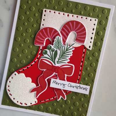 Handmade Card Christmas Cand Cane Swag Stocking
