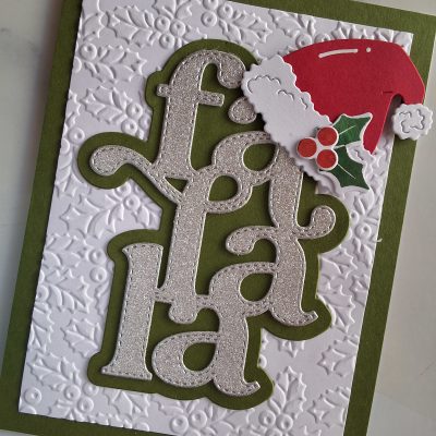Handmade Card Christmas Fa La La Santa Hat
