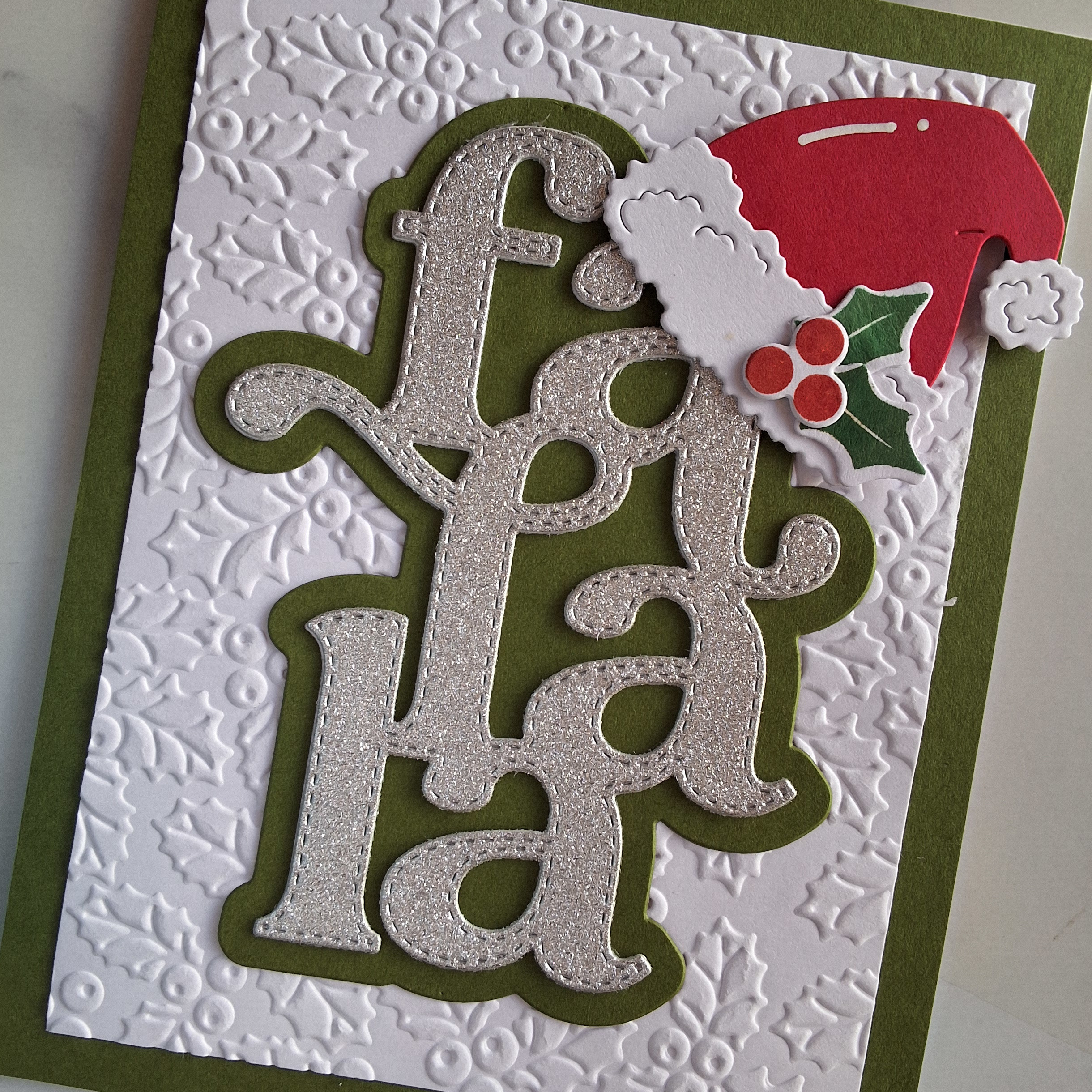 Handmade Card Christmas Fa La La Santa Hat