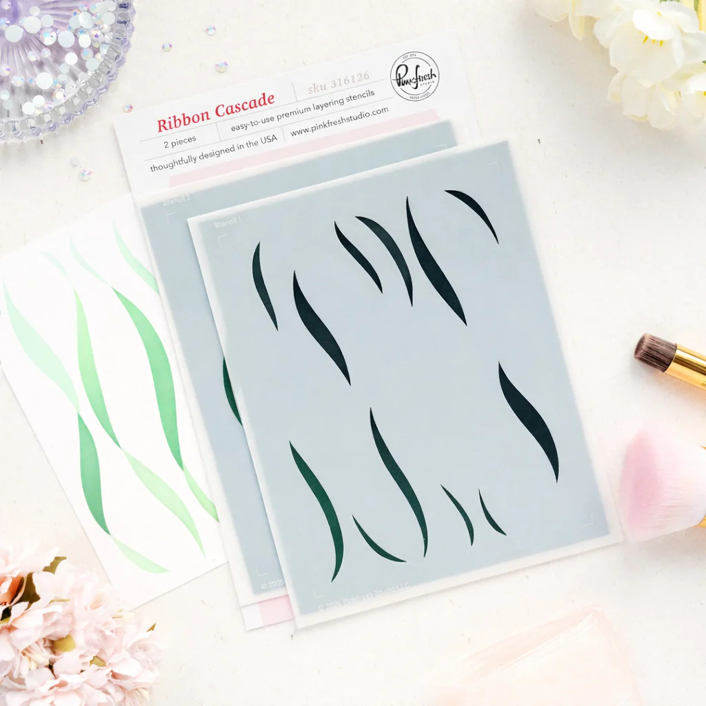 Ribbon Cascade Stencil Set