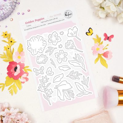 Pinkfresh Studio Golden Poppies Stencil and Die Bundle