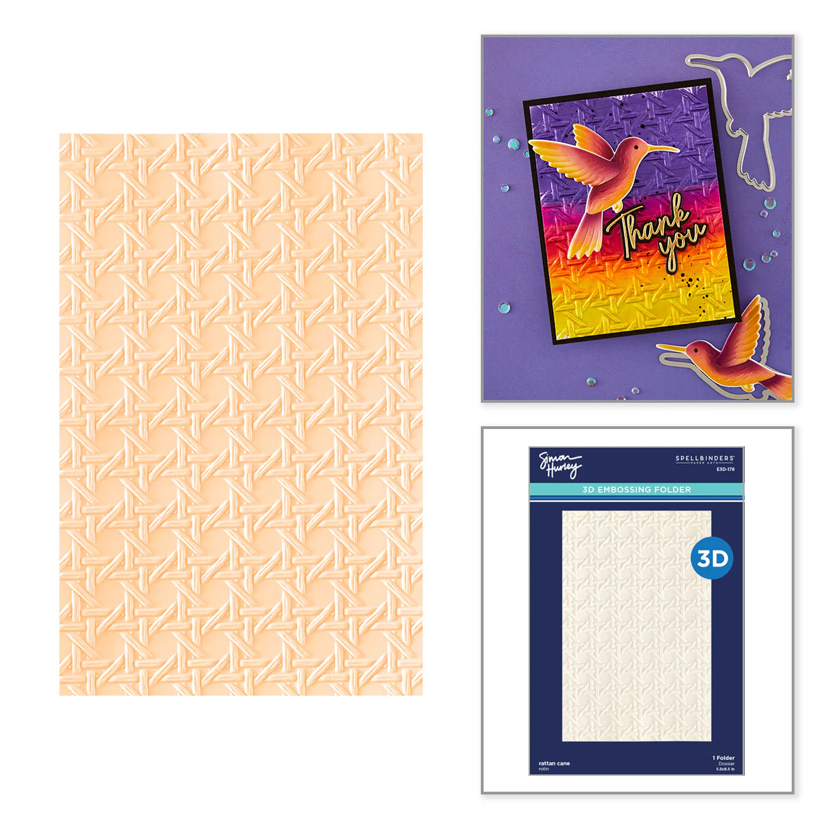 Rattan Cane 3D Embossing Folder by Simon Hurley - Image 2