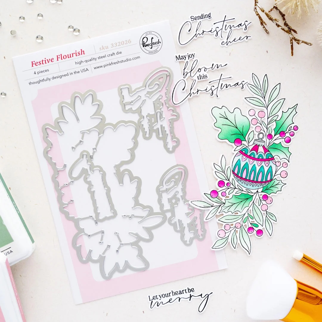 Pinkfresh Studio - Festive Flourish Stamp, Die and Stencil Bundle - Image 3