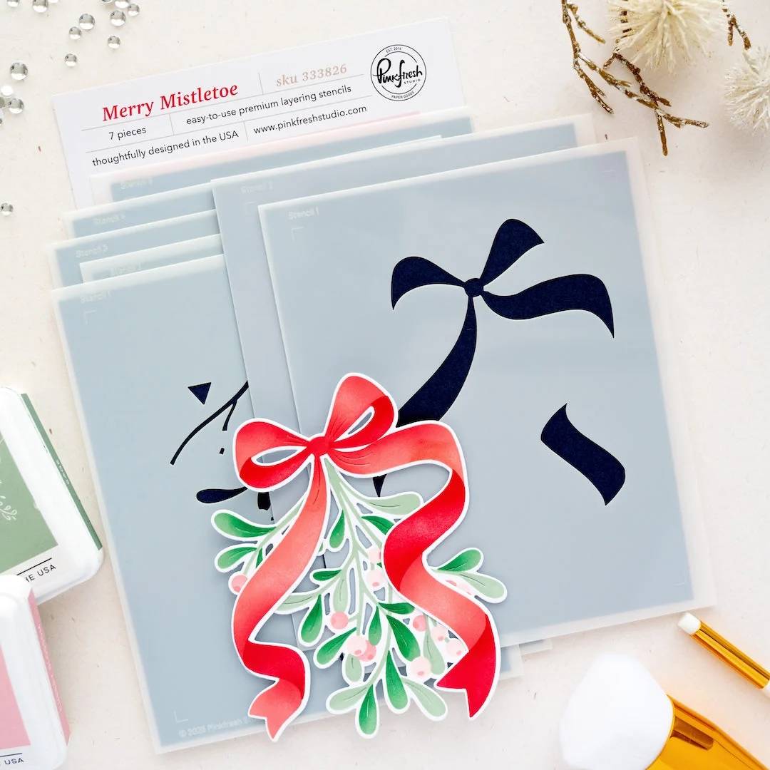 Pinkfresh Studio - Merry Mistletoe Stencil and Die Bundle