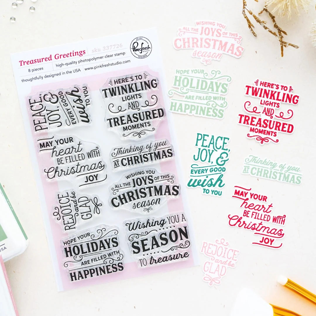Pinkfresh Studio - Treasured Greetings Stamp